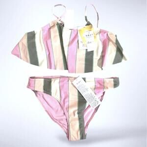 NWT Roxy Girls' One Piece Very Vista Flutter Swimsuit Set, Size 14